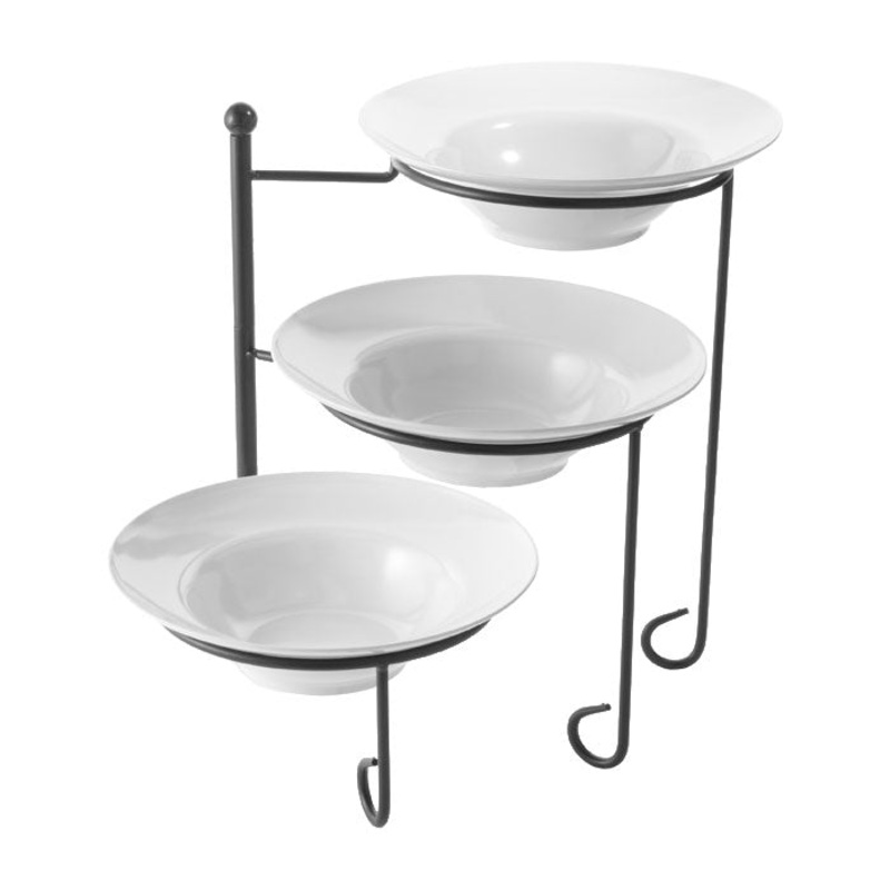 American Metalcraft TTRSMEL7 3-Tier Round Display Stand Set With Melamine Bowls