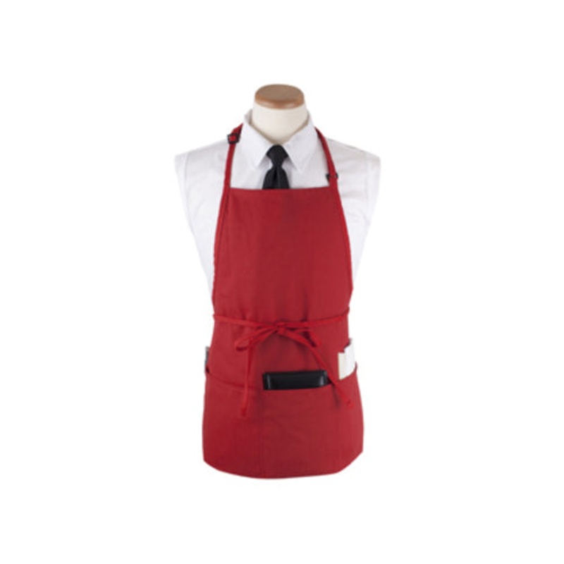Culinary Essentials 859395 4-Pocket Bib Apron, Red