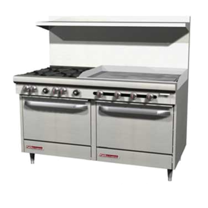 Southbend S60DD-2GR NAT Range w/ 36" Griddle, 4 Burners, 2 Ovens, Natural Gas, 60"