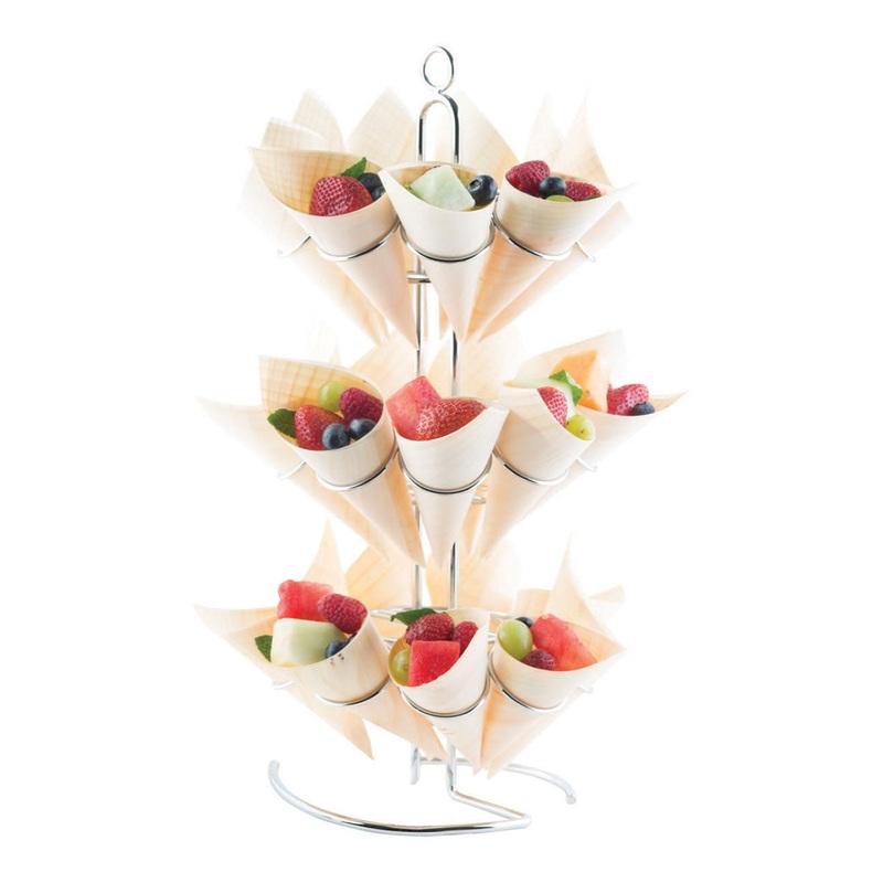 Tablecraft DCH27 3-Tier Chrome Cone Holder, 27 Cones
