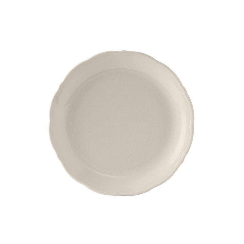 Tuxton China SEA-100 Round 10" Ceramic Plate w/ Scalloped Edge, Case of 12