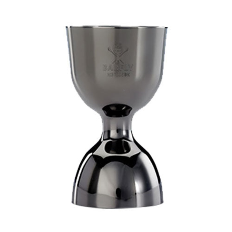 Barfly by Mercer M37006BK Straight Rim Bell Jigger, Gun Metal Black, 1 & 2 oz. Pours