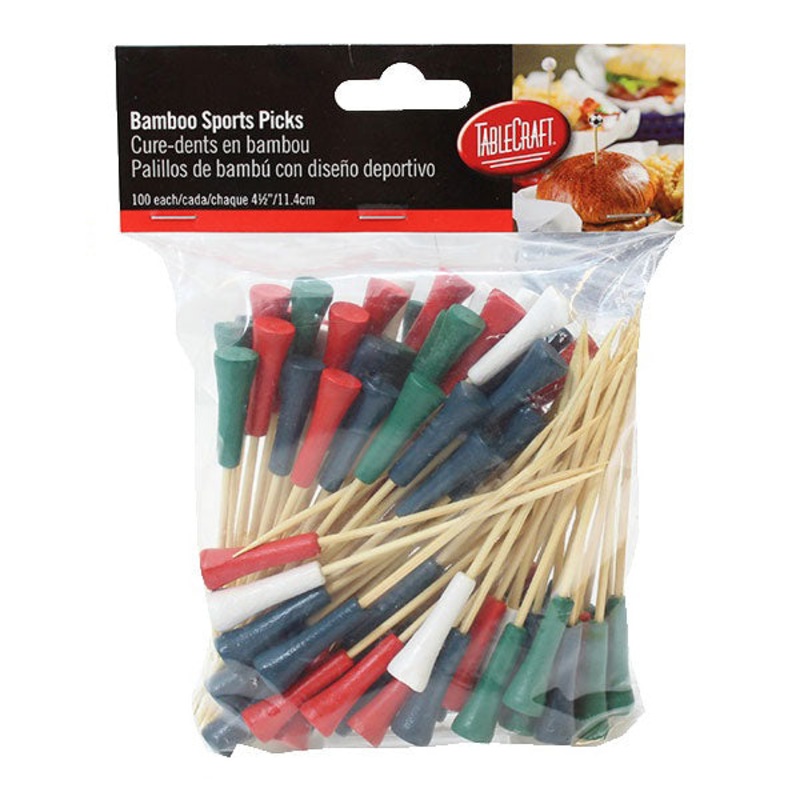 Tablecraft BAMSP345 Bamboo Golf Tee Pick, 4-1/2", Pack of 100