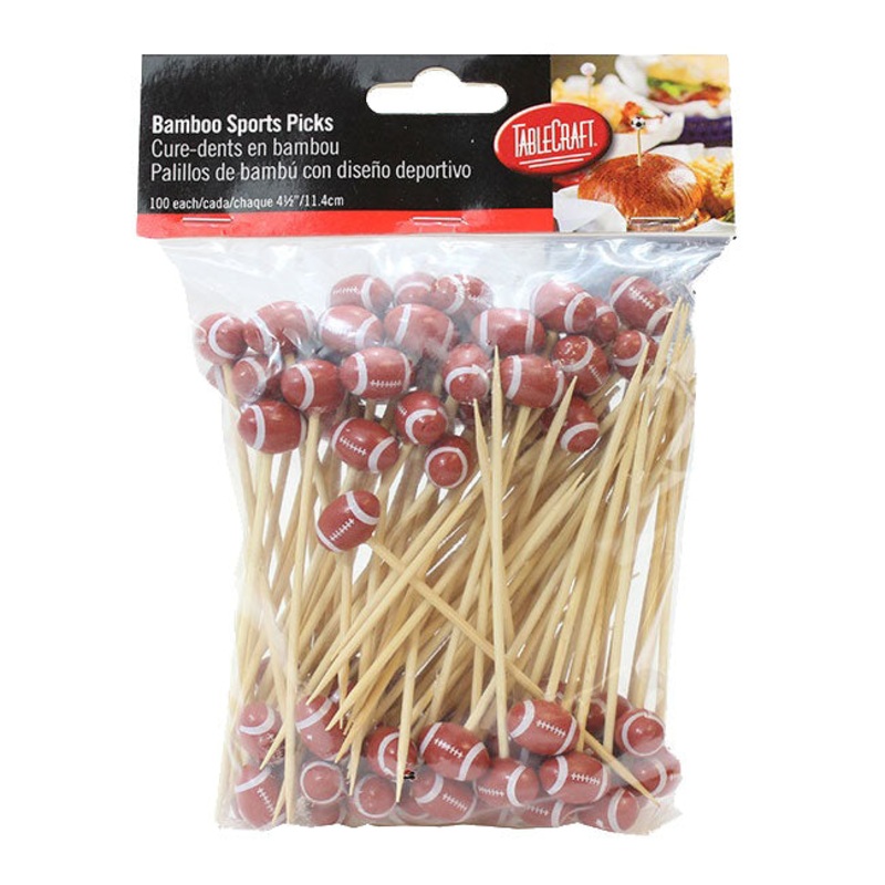 Tablecraft BAMSP645 Bamboo Football Sport Pick, 4-1/2", Pack of 100