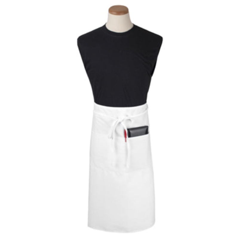 Culinary Essentials 859384 2-Pocket Bistro Waist Apron, White