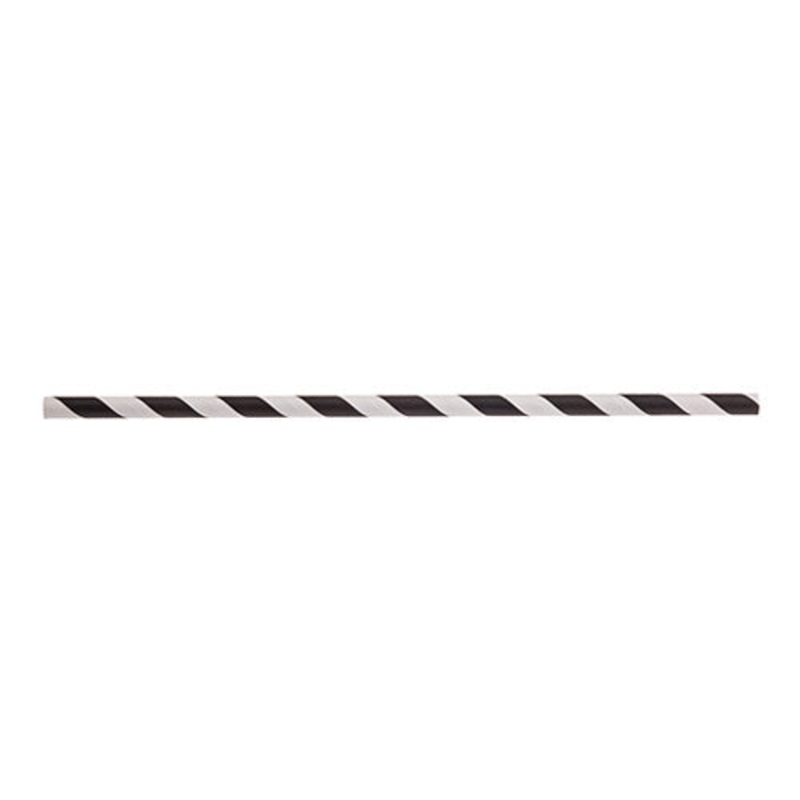 Tablecraft 100110 Paper Cocktail Straws, 5-3/4", Black Striped, Pack of 500