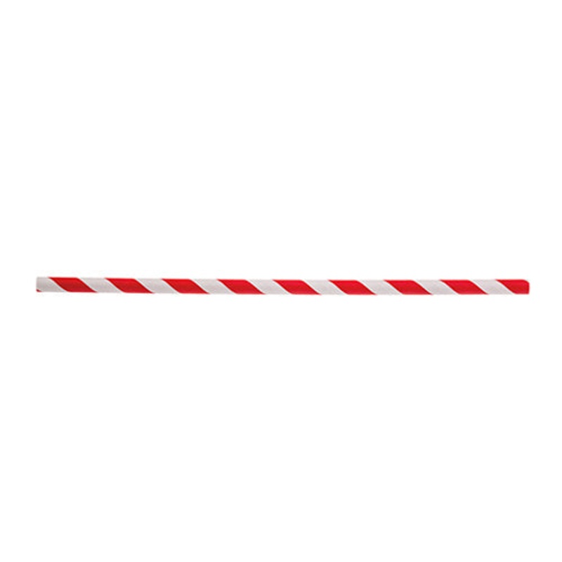 Tablecraft 100125 Wrapped Paper Straws, 7-3/4", Red Striped, Pack of 500