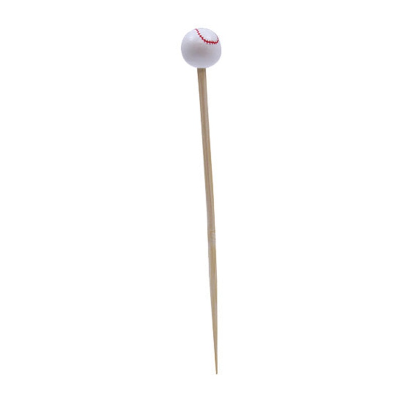 Tablecraft BAMSP145 Bamboo Baseball Sport Pick, 4-1/2", Pack of 100