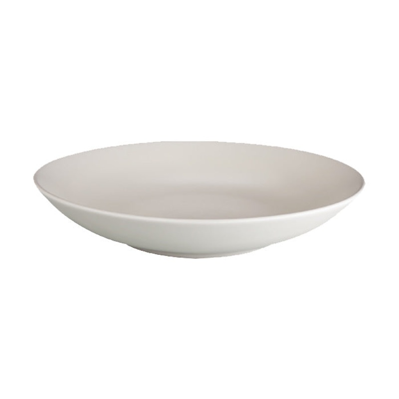 Ziena 020280 Stoneware Deep Coupe Plate, Cream, 18 oz., Case of 12