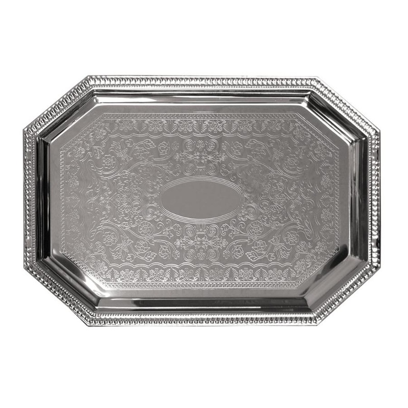 Octagonal Chrome Platter / Tray, 20" x 14"
