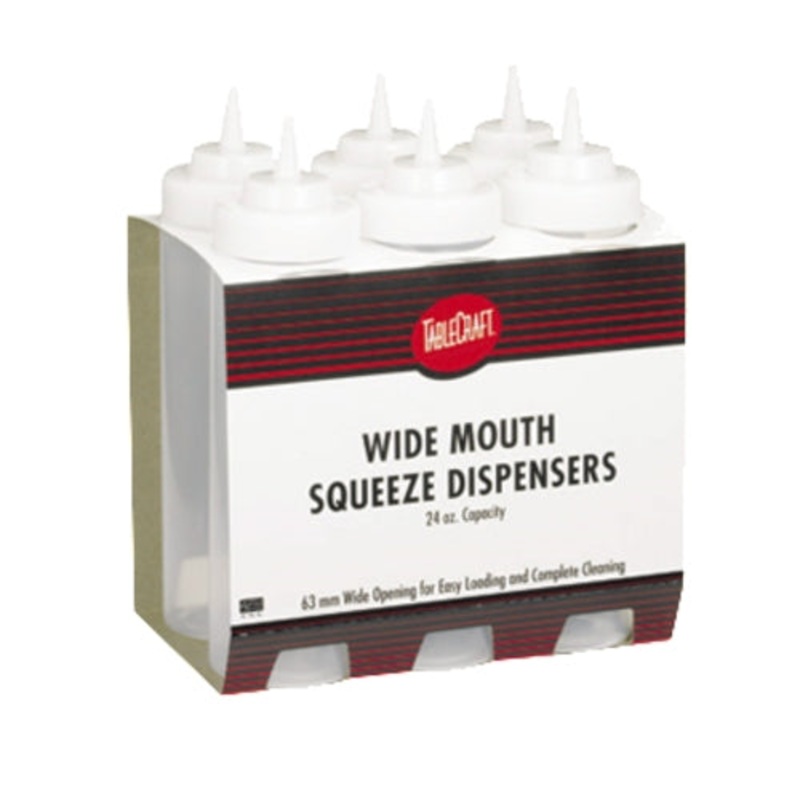 Tablecraft C12463C Wide Mouth Squeeze Bottle, 24 oz., Pack of 6