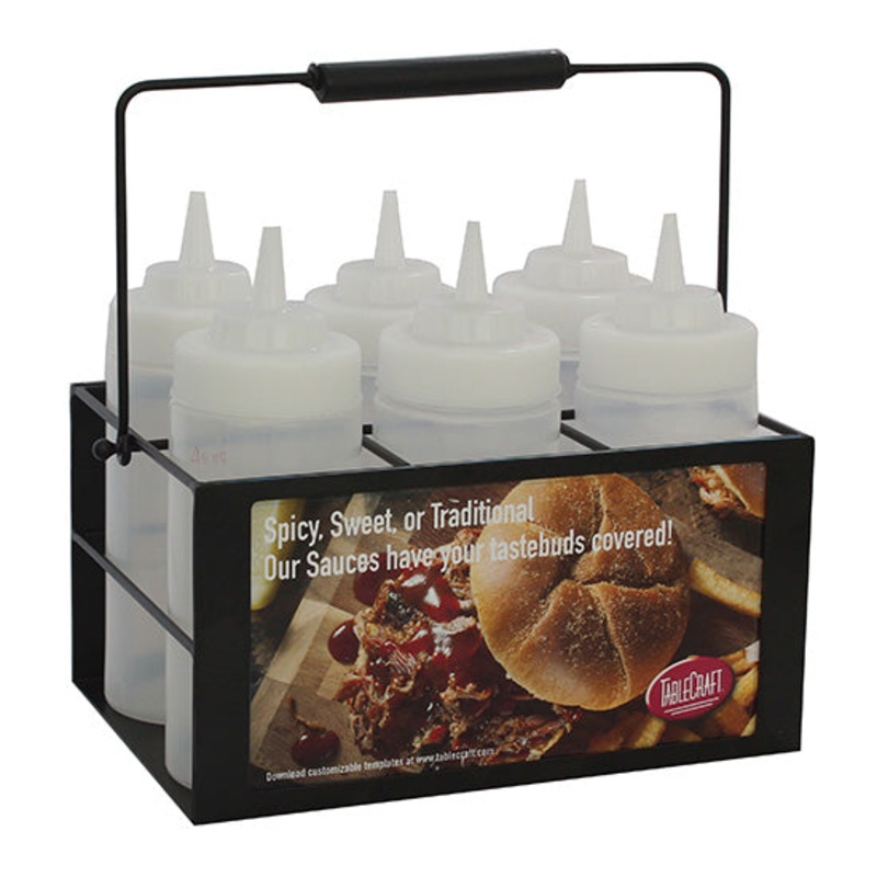 Tablecraft SBC6 Black Powder Coated Squeeze Bottle Caddy, Holds 6