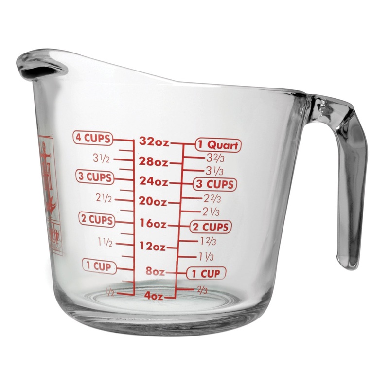 Anchor Hocking 55178L20 Measuring Cup, 32 oz., Glass