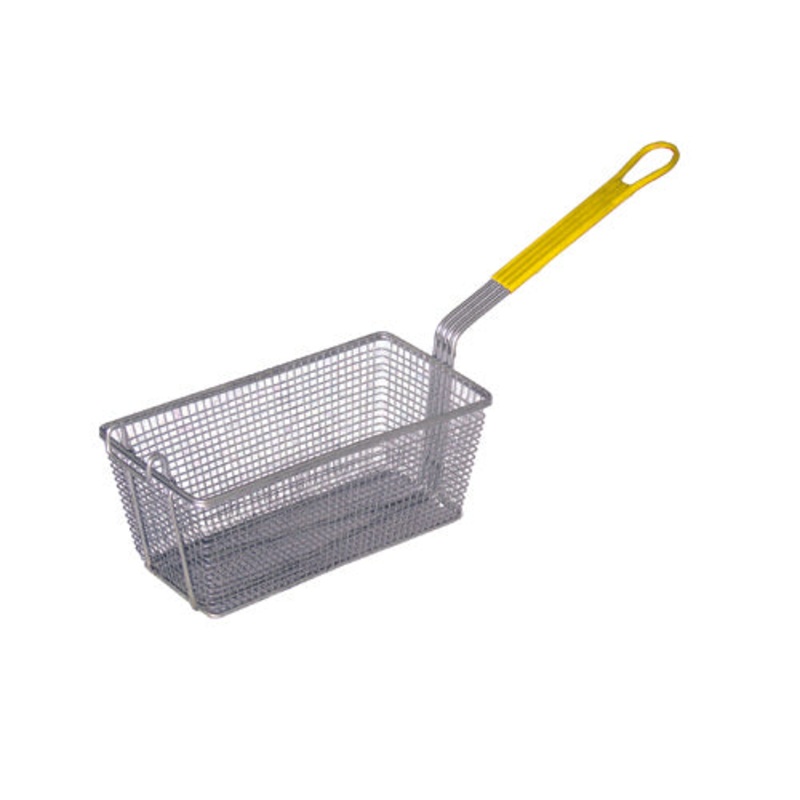 Culinary Essentials 859087 Deep Fryer Basket, 16 3/4" x 8 3/8" x 6", Yellow Coated Handle