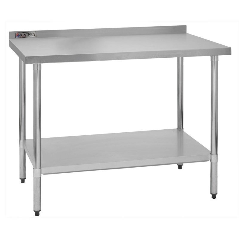 Kintera KEWT2430-2 Work Table w/ Backsplash, Stainless Steel Top, 30" x 24"