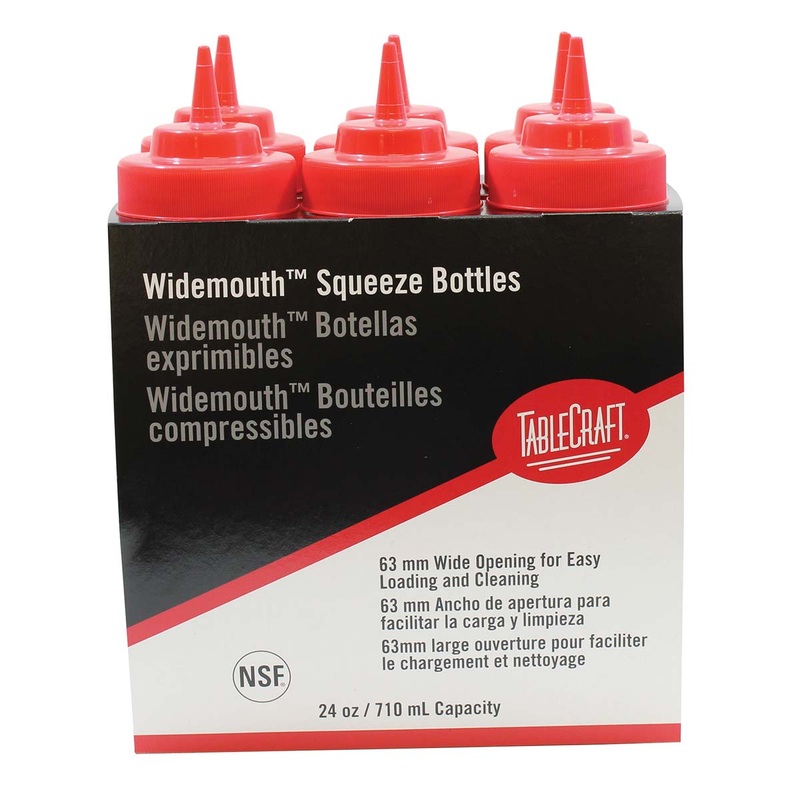 Tablecraft C12463K Wide Mouth Squeeze Bottle,Red, 24 oz., Pack of 6