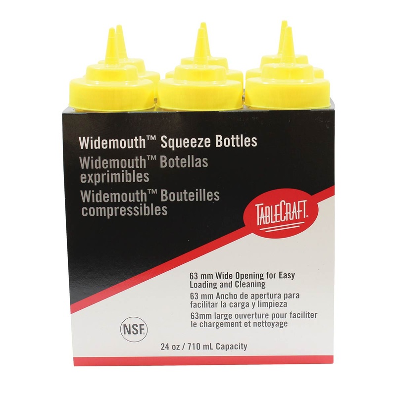 Tablecraft C12463M Wide Mouth Squeeze Bottle, Yellow, 24 oz., Pack of 6