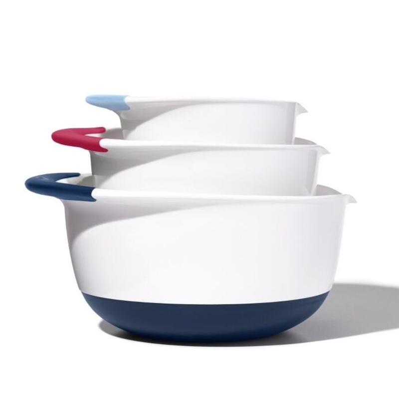OXO Good Grips 3 Piece Mixing Bowl Set with New Colored Handles