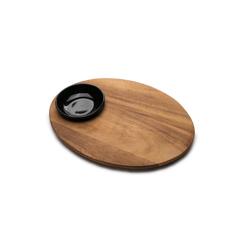 Ironwood Acacia Wood Bread Board W/Dipping Bowl 28147