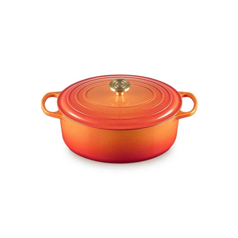 Le Creuset Signature Oval Dutch Oven Flamme Dore with Crucible Knob