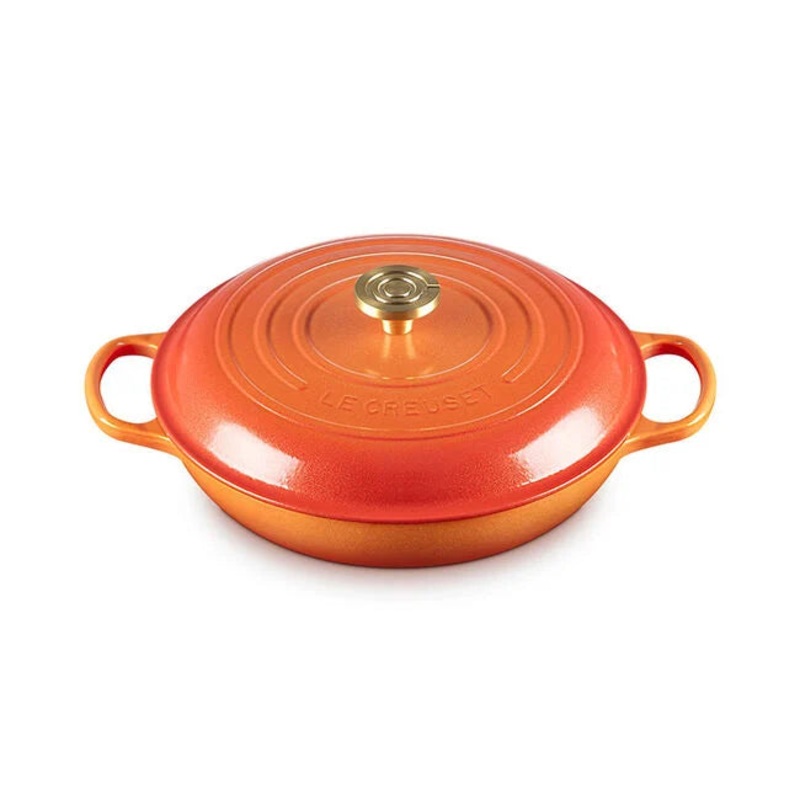 Le Creuset Signature Round Braiser Flamme Dore with Crucible Knob