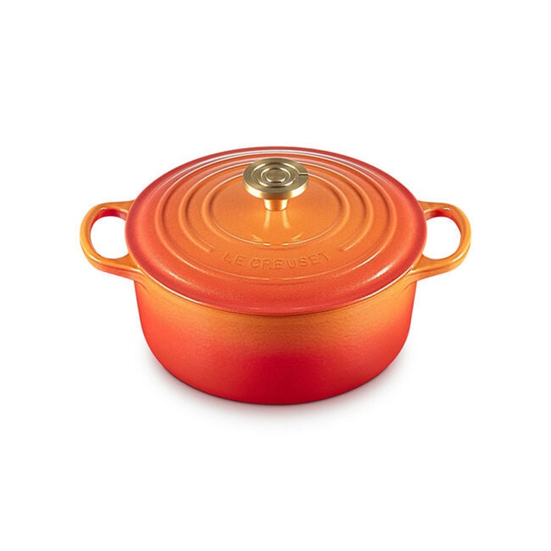 Le Creuset Signature Round Dutch Oven Flamme Dore with Crucible Knob