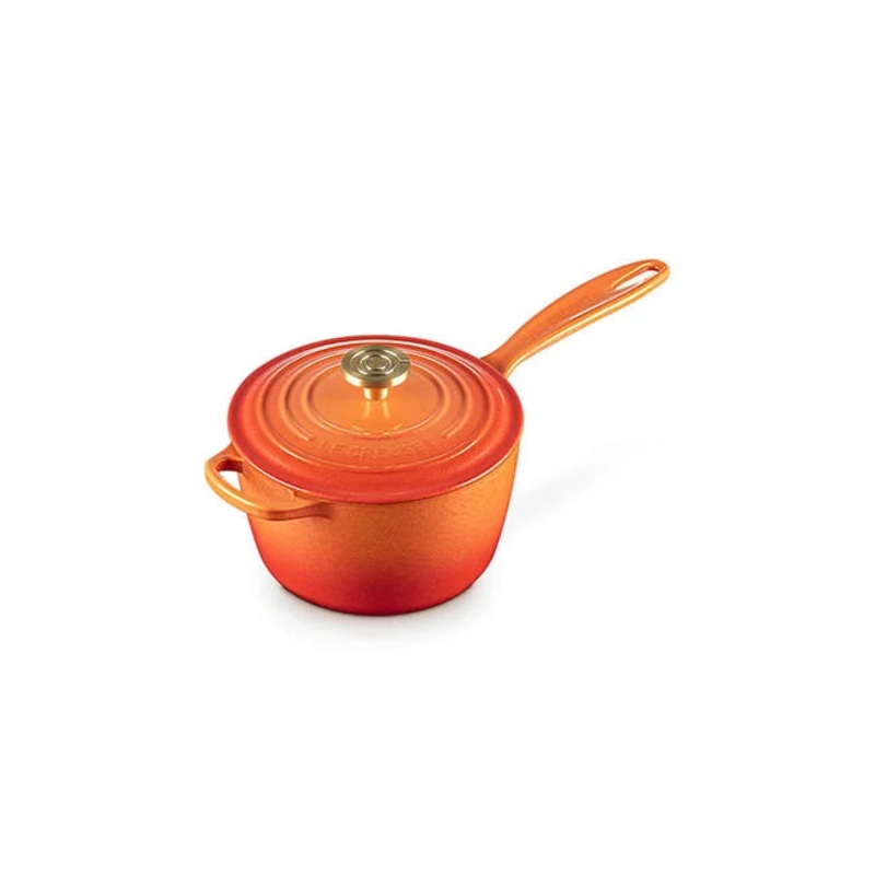 Le Creuset Signature Round Saucepan Flamme Dore with Crucible Knob