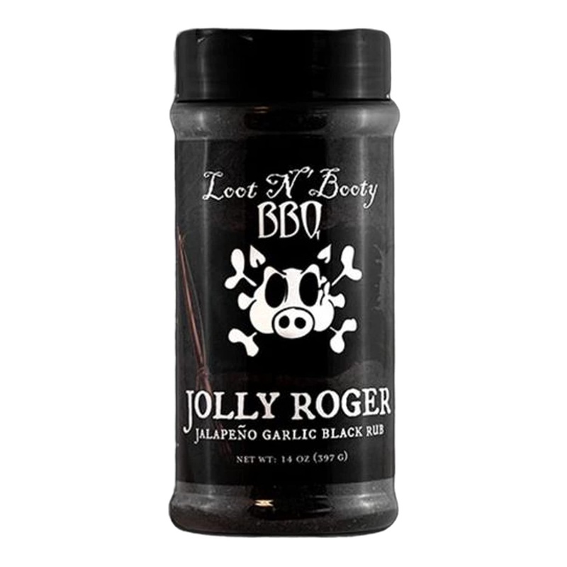 Loot N' Booty BBQ Jolly Roger Jalapeno Garlic Black Rub   14 OZ