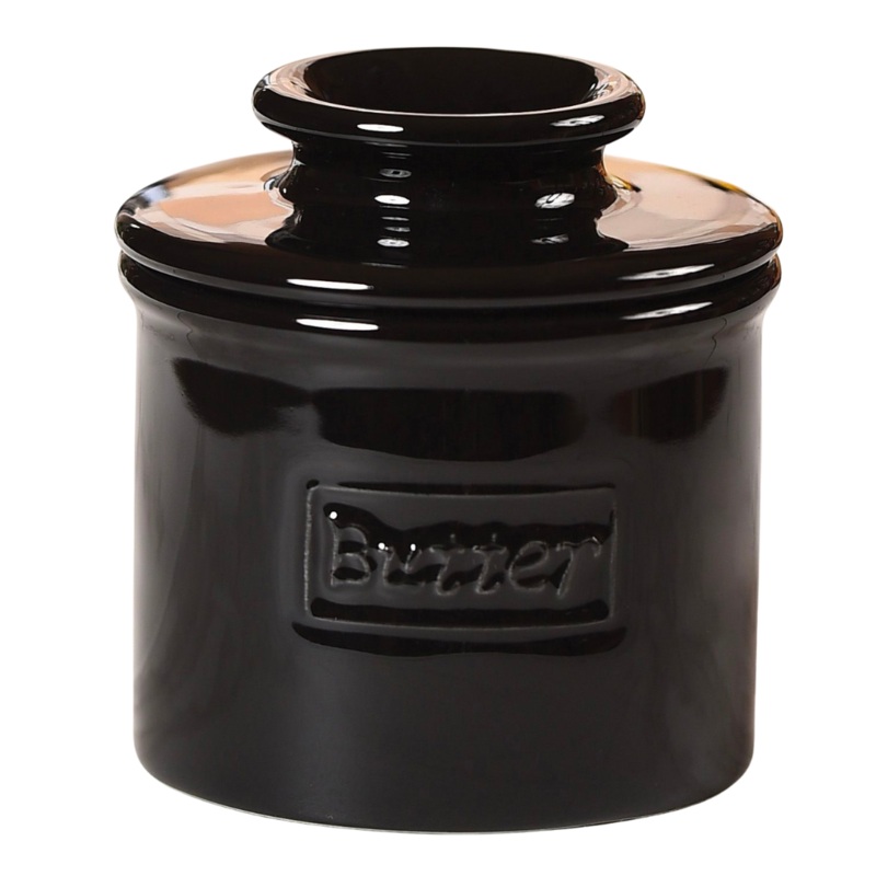 Midnight Black Cafe Retro Butter Bell Crock