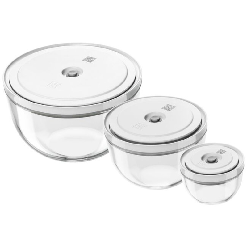 ZWILLING Fresh & Save Vacuum bowl set S/M/L / 6-pc, glass, transparent-white