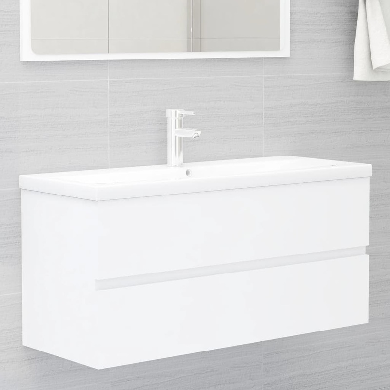 Armoire d'vier avec lavabo intgr Blanc Agglomr