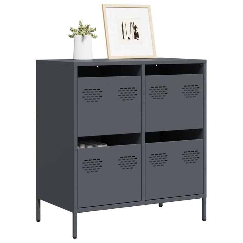Buffet anthracite 68x39x73,5 cm acier lamin  froid