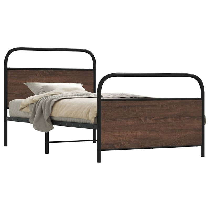 Cadre de lit sans matelas 90x200cm chne marron bois ingnierie