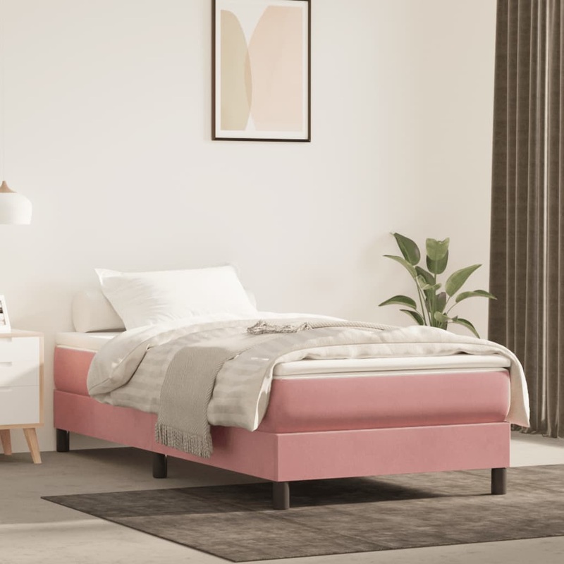 Matelas de lit  ressorts ensachs rose 90x210x20 cm velours