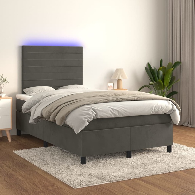 Sommier  lattes de lit avec matelas LED Gris fonc 120x200 cm