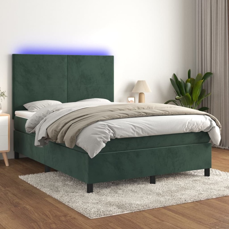 Sommier  lattes de lit avec matelas LED Vert fonc 140x200 cm