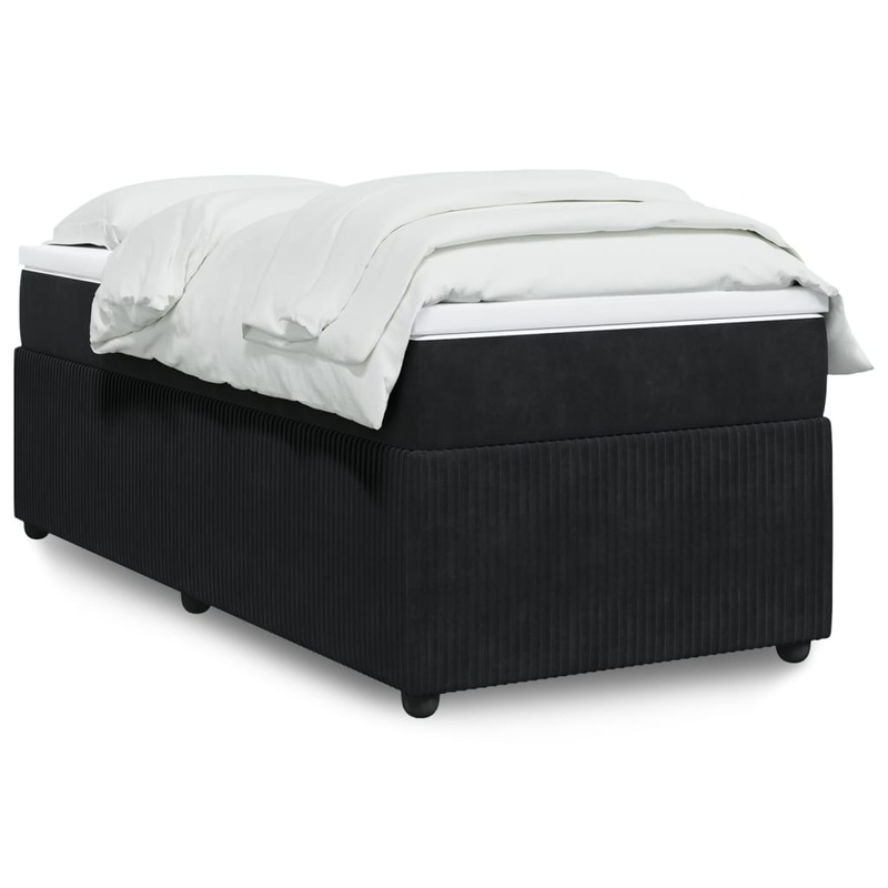 Sommier  lattes de lit avec matelas Noir 90x190 cm Velours