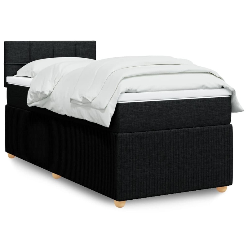 Sommier  lattes de lit avec matelas Noir 90x200 cm Tissu