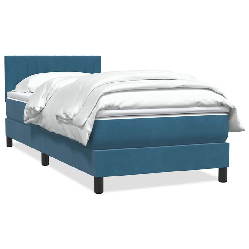 Sommier  lattes de lit et matelas bleu fonc 80x220 cm velours