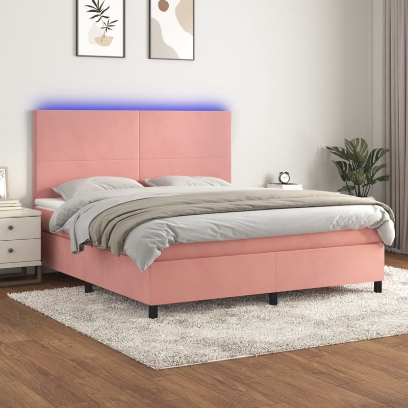 Sommier  lattes de lit et matelas LED Rose 160x200 cm Velours
