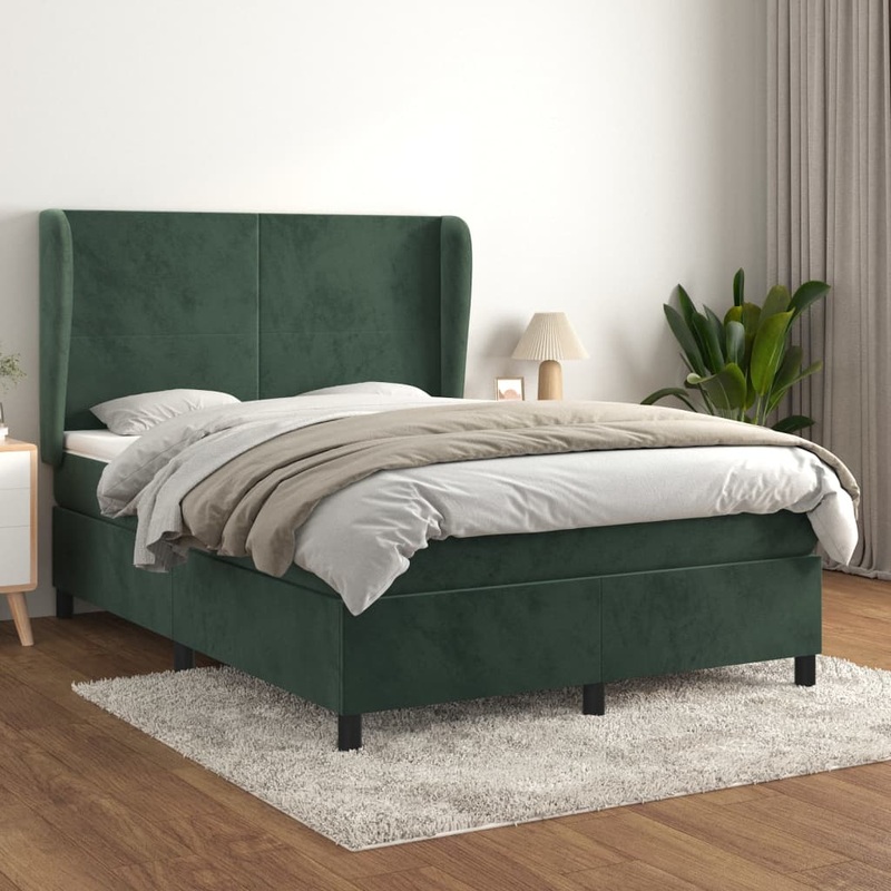 Sommier  lattes de lit et matelas Vert fonc 140x190cm Velours