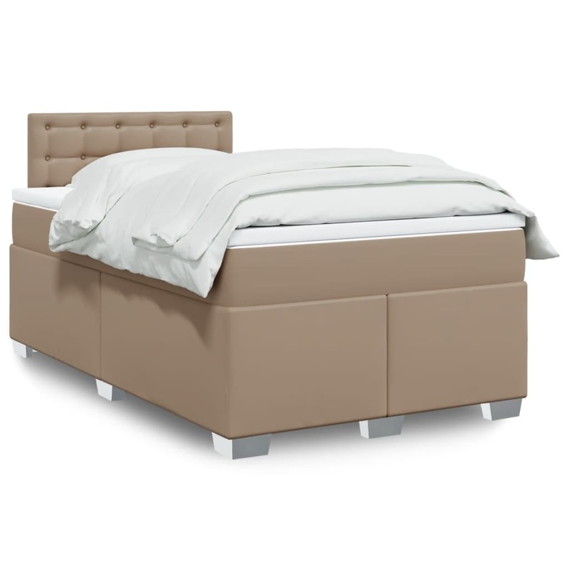 Sommier  lattes de lit matelas cappuccino 120x190cm similicuir