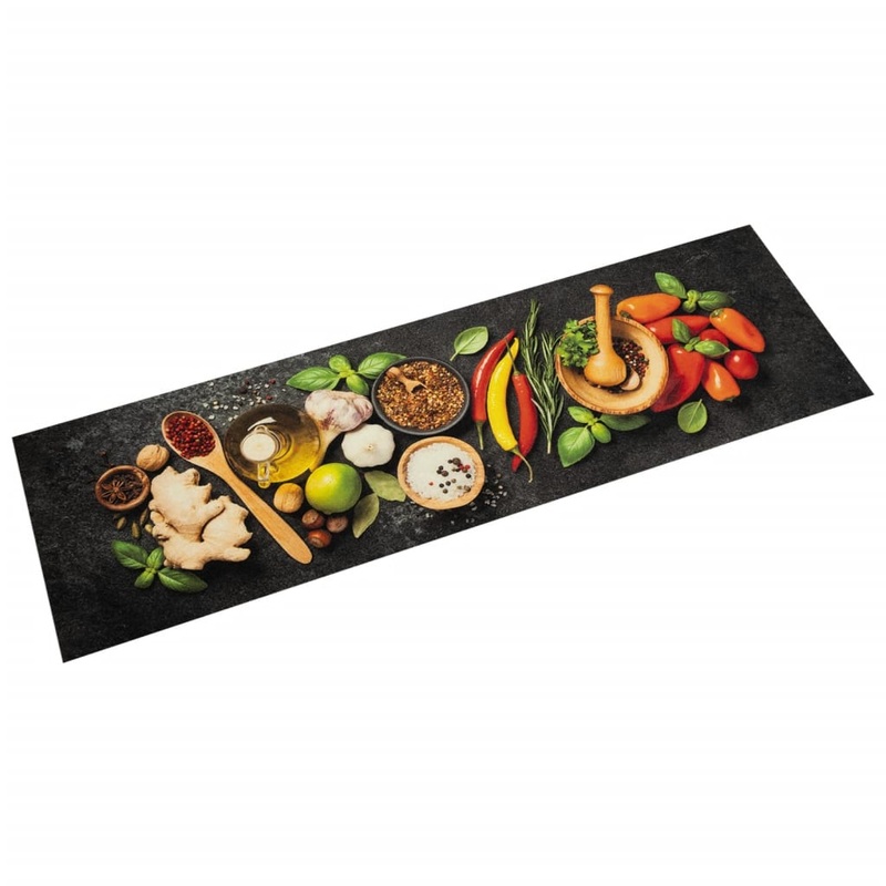 Tapis de cuisine lavable impression d'pices 45x150 cm velours